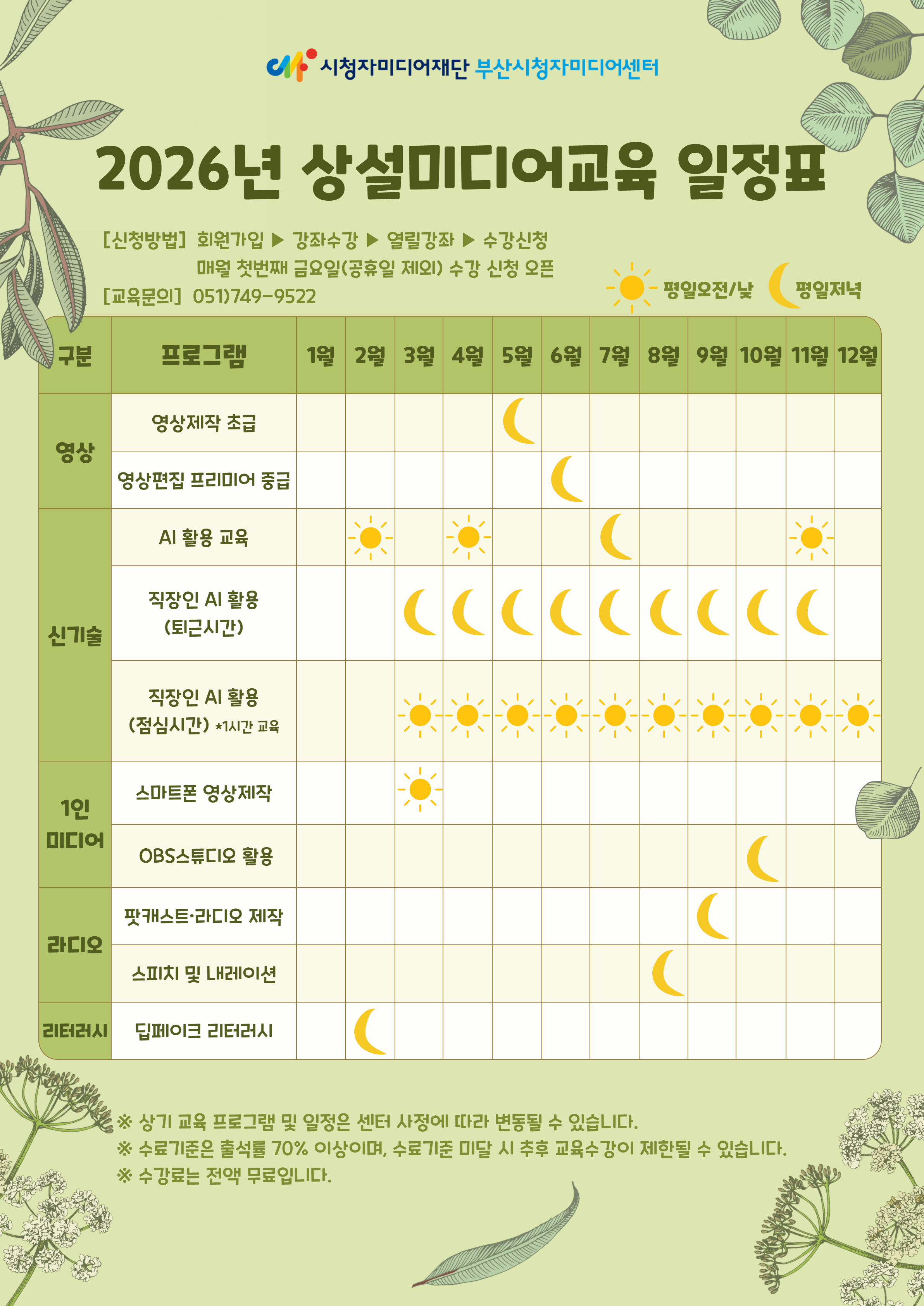 2026년 상설미디어교육 연간 일정표